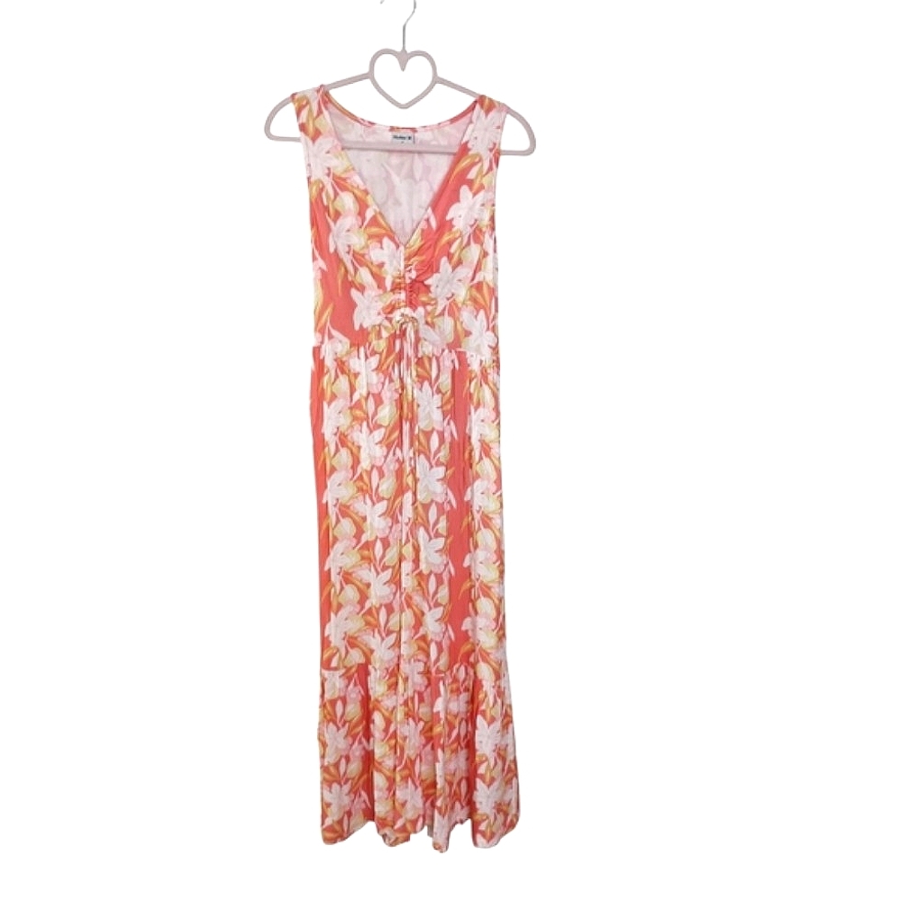 NWT Hurley Sand Dollar Printed Smocked Back Midi Dress Size Small 🌼🏵️ - Picture 2 of 9